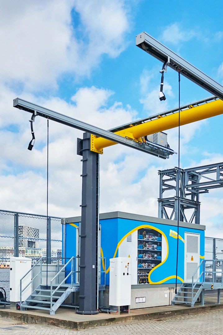 sbrs-industries-megawatt-charger Megawatt charging system with high-capacity charging arms at Shell's Energy Transition Campus Amsterdam.
