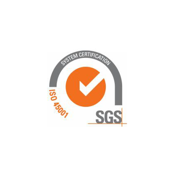 ISO 45001:2018 certificate for occupational health and safety (SGS logo)