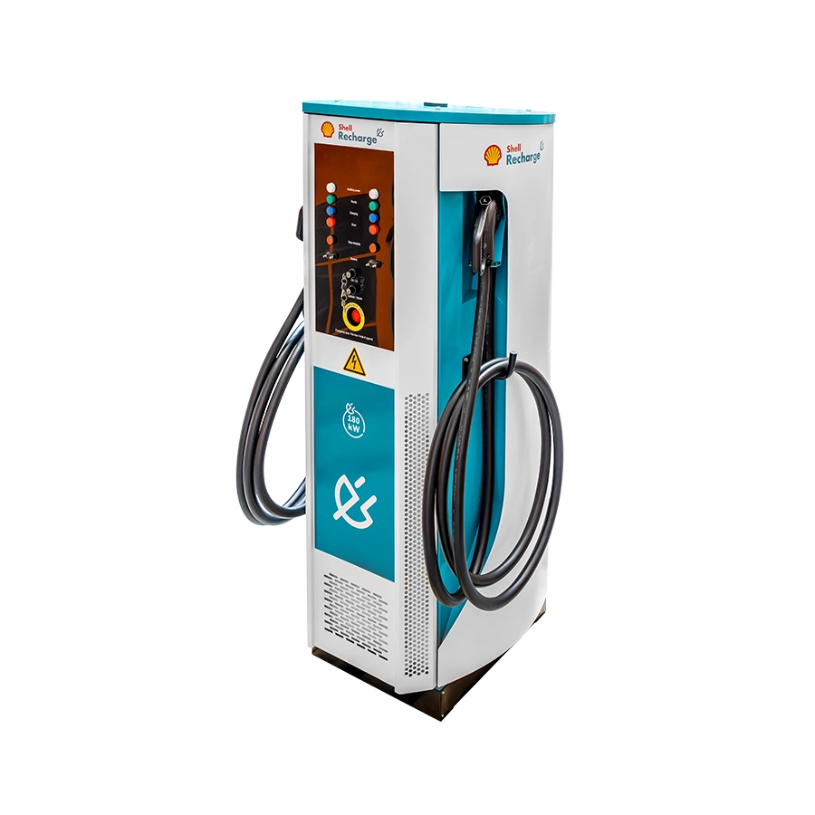 Front view of the Flex180 charging station with two cable holders