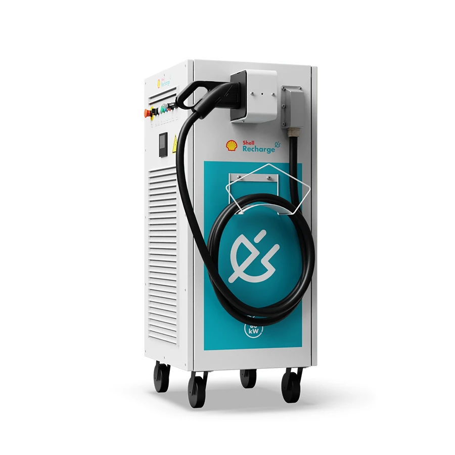 FLEX80 MOBILE system with main charging unit and separate compact mobile component, both with wheels and charging cables