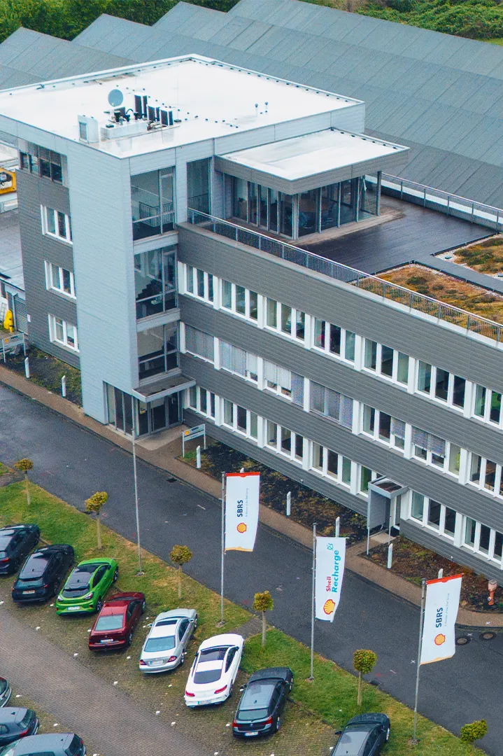 Luftaufnahme des SBRS-Firmengebäudes in Dinslaken, Deutschland