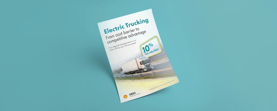 Open Shell Megawatt Charger brochure showing illustrated use cases for marine and heavy-duty vehicle charging